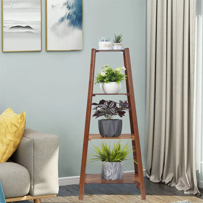 4-Tier Bamboo Plant Stand for Small Spaces
