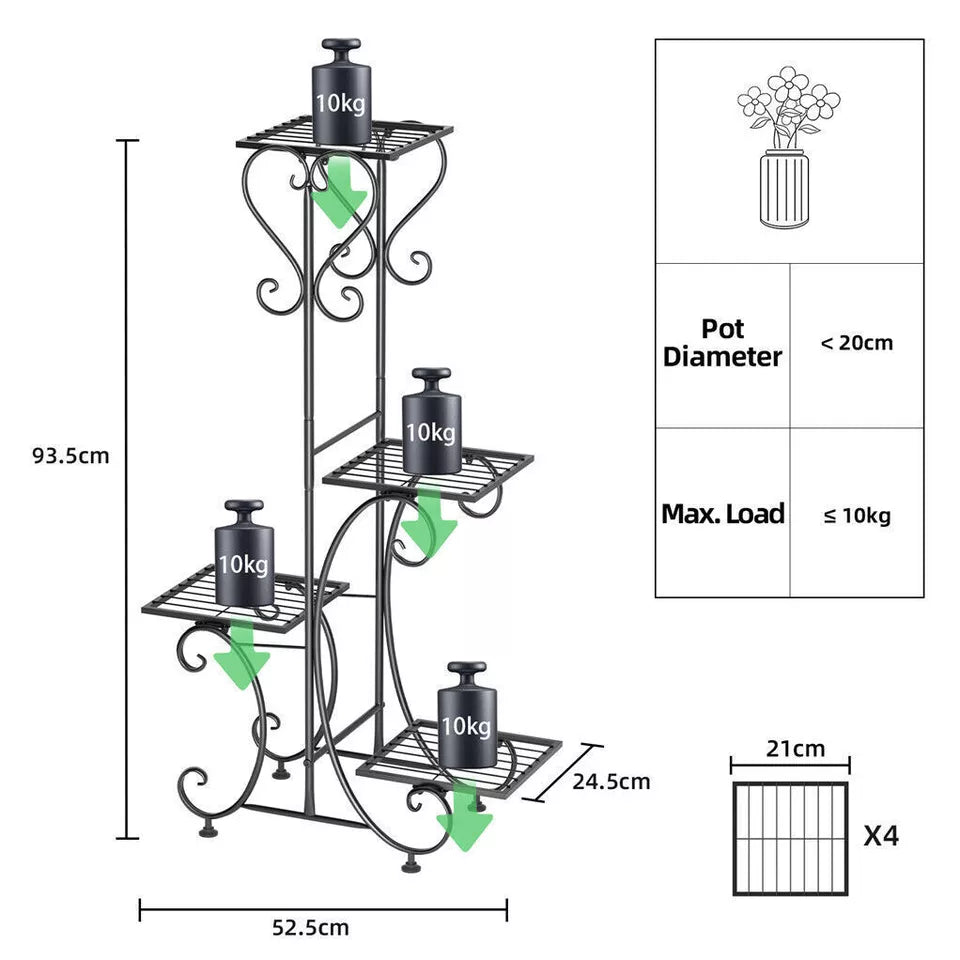 4-Tier Metal Plant Stand – Indoor/Outdoor Flower Display