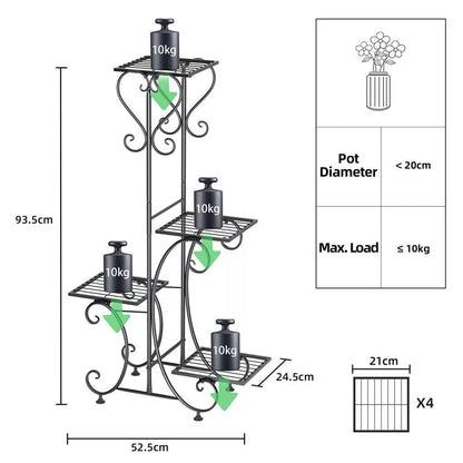 4-Tier Metal Plant Stand – Indoor/Outdoor Flower Display
