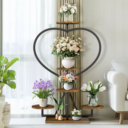 5-Tier Heart-Shaped Plant Stand – Outdoor Garden Rack