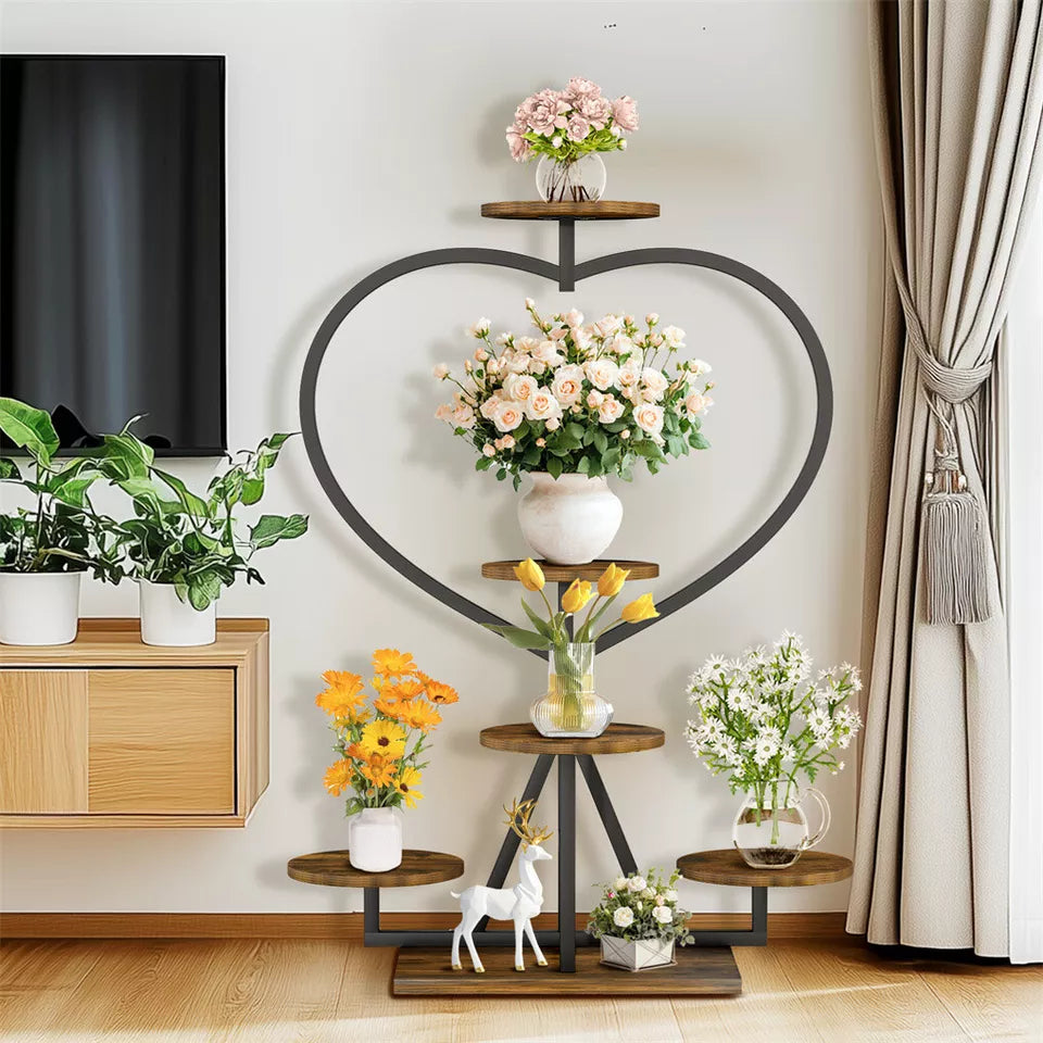 5-Tier Heart-Shaped Plant Stand – Outdoor Garden Rack