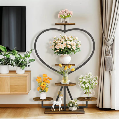 5-Tier Heart-Shaped Plant Stand – Outdoor Garden Rack