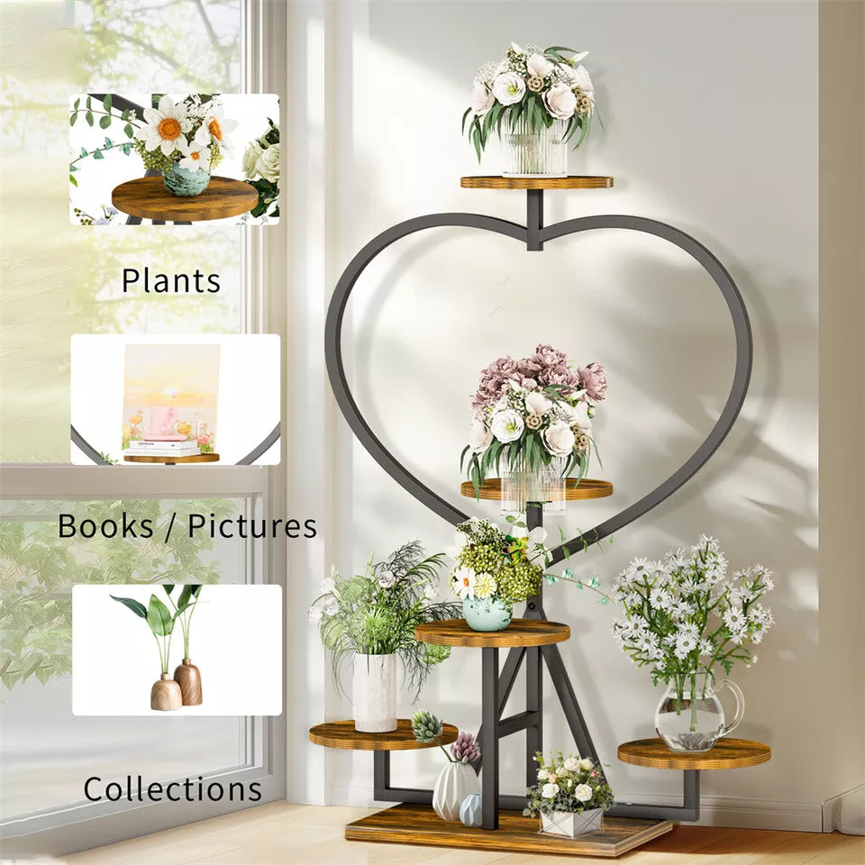 5-Tier Heart-Shaped Plant Stand – Outdoor Garden Rack