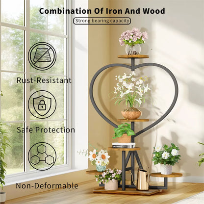5-Tier Heart-Shaped Plant Stand – Outdoor Garden Rack
