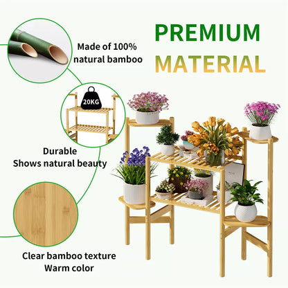 Modern 3-Tier Bamboo Corner Plant Stand
