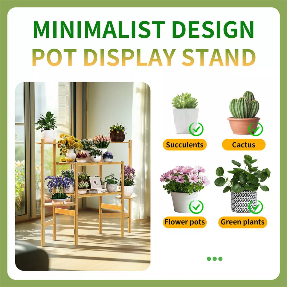 Modern 3-Tier Bamboo Corner Plant Stand