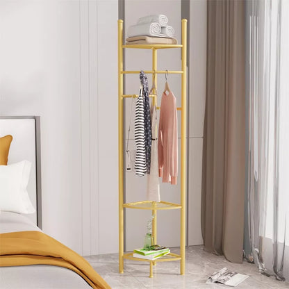 Freestanding Corner Coat Rack with Shelf & Hall Tree
