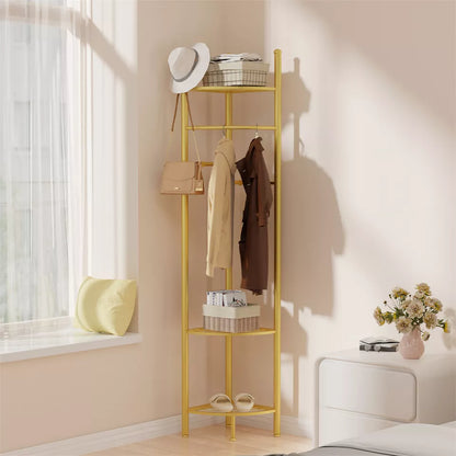 Freestanding Corner Coat Rack with Shelf & Hall Tree