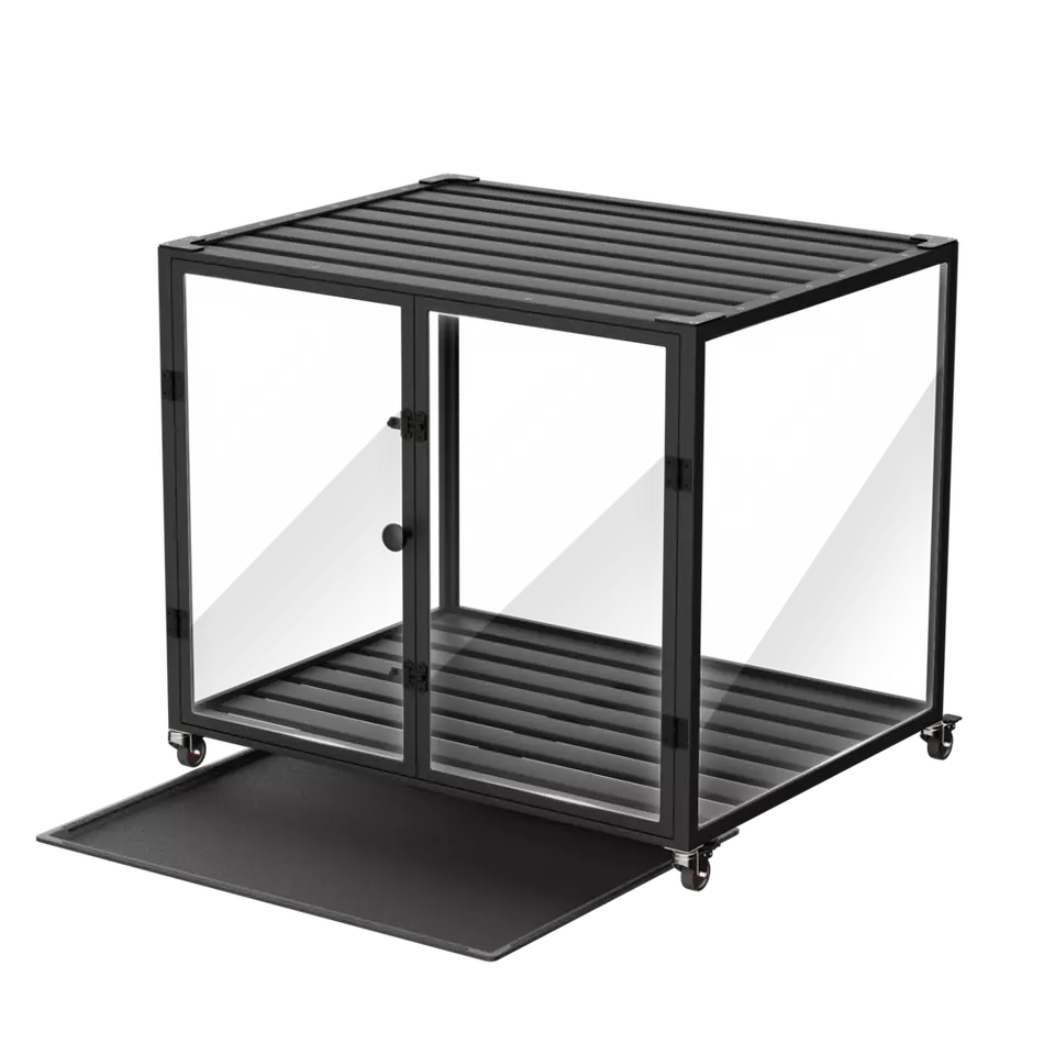 Rolling Dog Cage with Storage & Aluminum Frame
