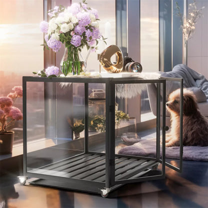 Rolling Dog Cage with Storage & Aluminum Frame