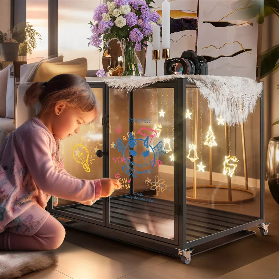 Rolling Dog Cage with Storage & Aluminum Frame