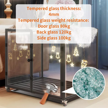 Rolling Dog Cage with Storage & Aluminum Frame