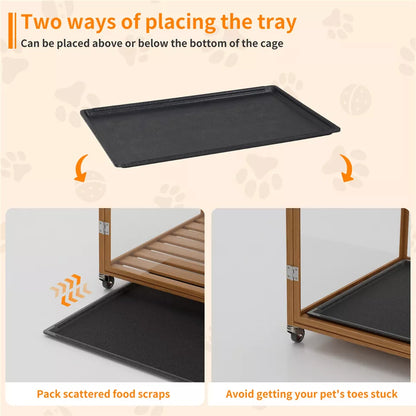 Rolling Dog Cage with Storage & Aluminum Frame