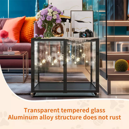 Rolling Dog Cage with Storage & Aluminum Frame
