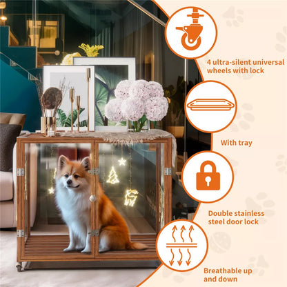 Rolling Dog Cage with Storage & Aluminum Frame
