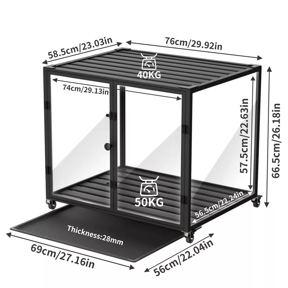 Rolling Dog Cage with Storage & Aluminum Frame
