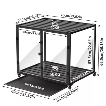 Rolling Dog Cage with Storage & Aluminum Frame