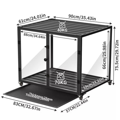 Rolling Dog Cage with Storage & Aluminum Frame