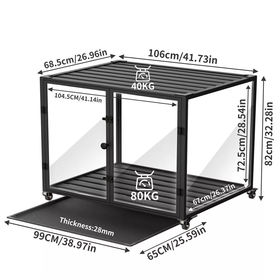 Rolling Dog Cage with Storage & Aluminum Frame
