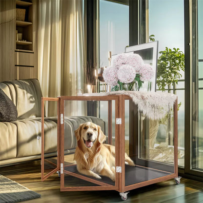 Ultra-Durable Transparent Dog Cage with Wheels