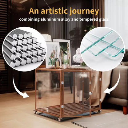 Ultra-Durable Transparent Dog Cage with Wheels