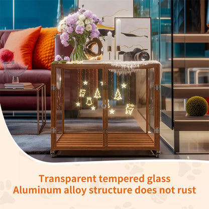 Ultra-Durable Transparent Dog Cage with Wheels