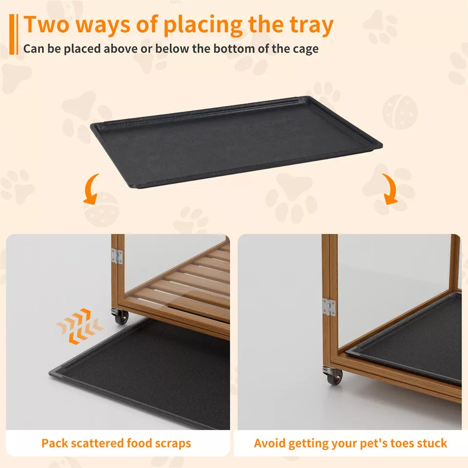Ultra-Durable Transparent Dog Cage with Wheels