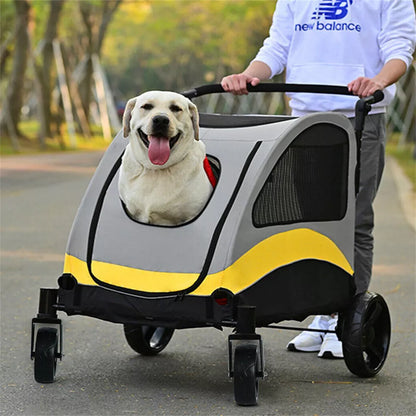 Large Dog Stroller – Foldable Pet Pushchair with Doors