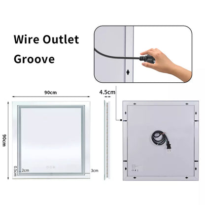 Dual LED Anti-Fog Square Bathroom Mirror
