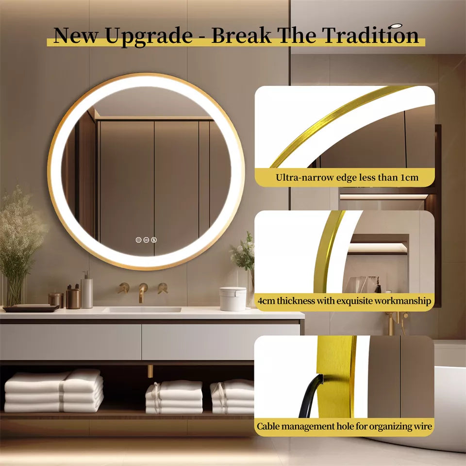 Elegant Gold Round Mirror for Bathrooms