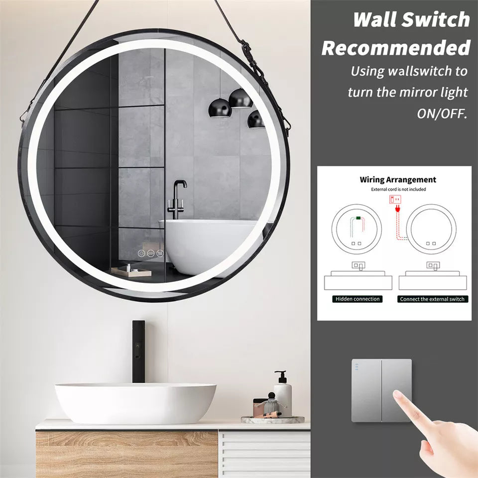 HD LED Bathroom Mirror with Anti-Fog & Adjustable Light