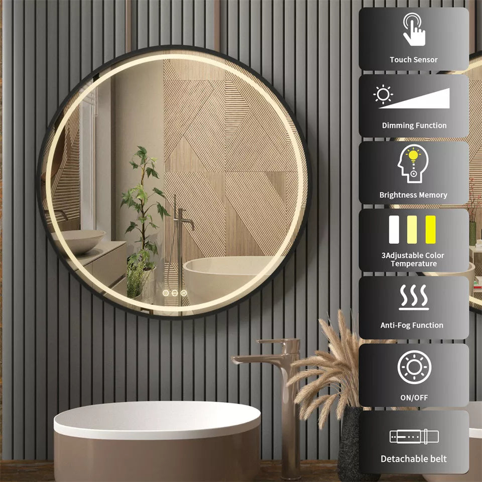 HD LED Bathroom Mirror with Anti-Fog & Adjustable Light