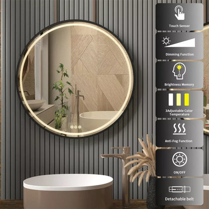 HD LED Bathroom Mirror with Anti-Fog & Adjustable Light