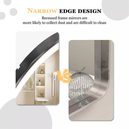 Round LED Bathroom Mirror with Anti-Fog & Black Frame