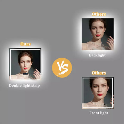Square LED Bathroom Mirror with Bluetooth & Anti-Fog
