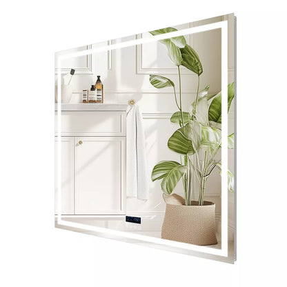 Square LED Bathroom Mirror with Bluetooth & Anti-Fog