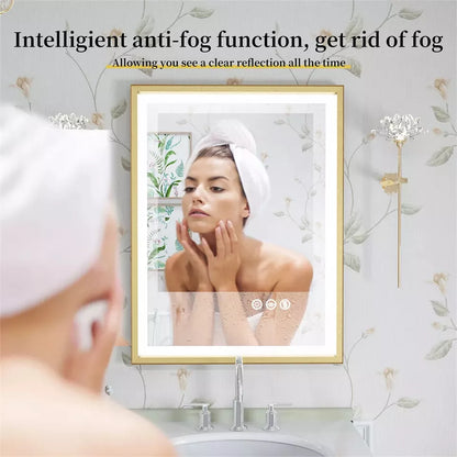 Gold Aluminum LED Bathroom Mirror with Anti-Fog