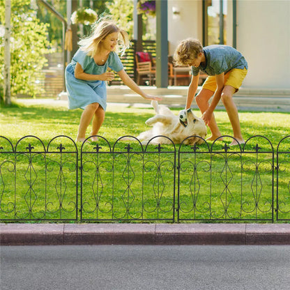 5-Piece Decorative Garden Fence Black Metal Wire Patio