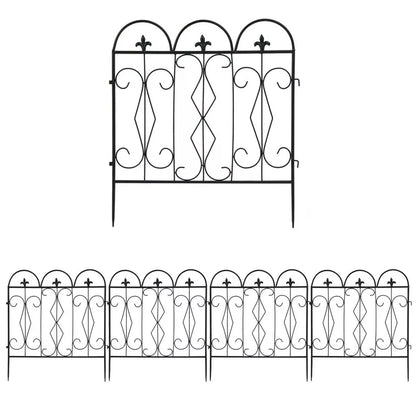 5-Piece Decorative Garden Fence Black Metal Wire Patio