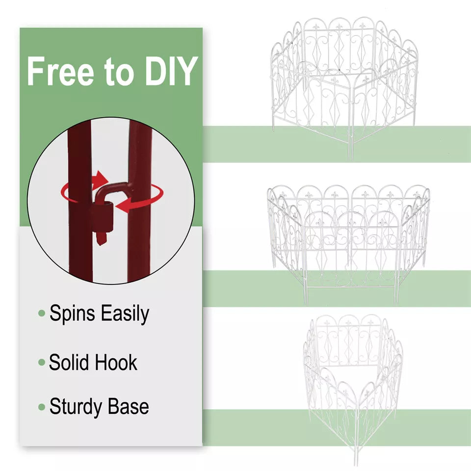 5-Piece Decorative Garden Fence Black Metal Wire Patio