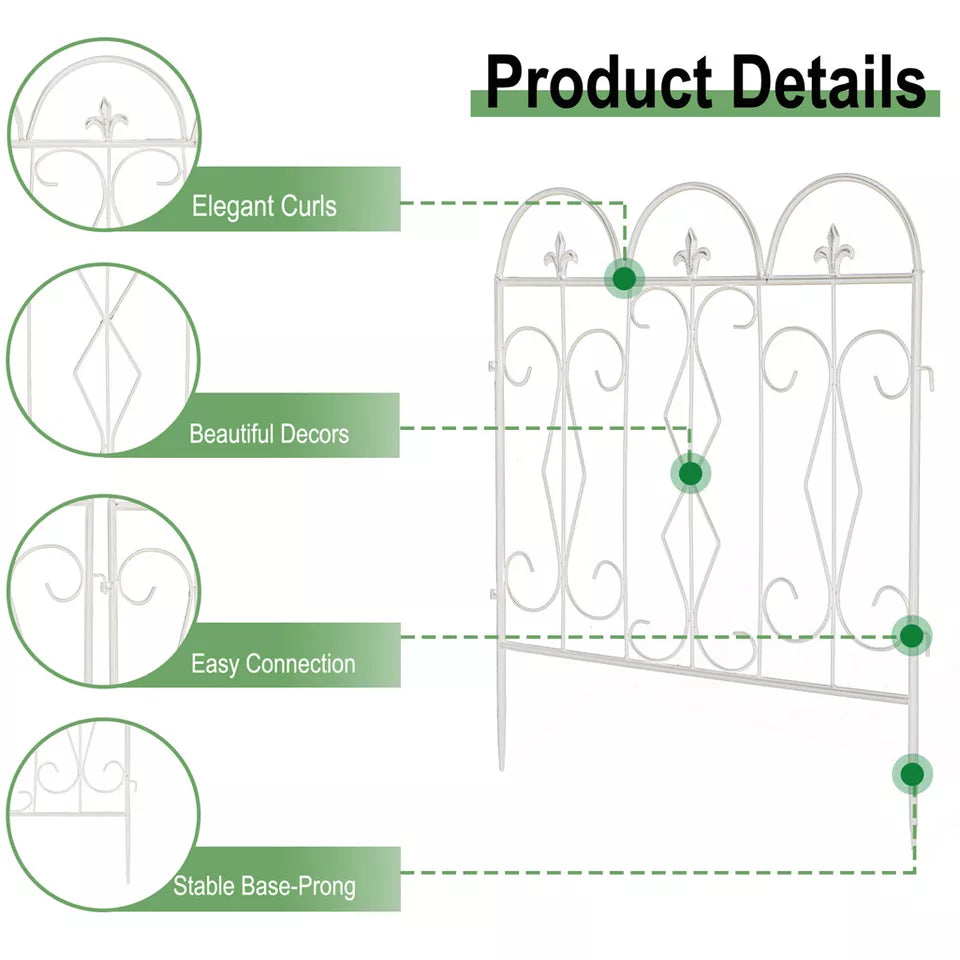 5-Piece Decorative Garden Fence Black Metal Wire Patio