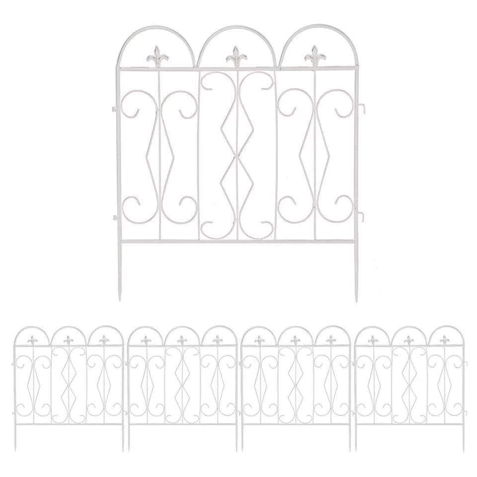 5-Piece Decorative Garden Fence Black Metal Wire Patio
