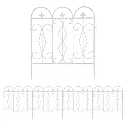 5-Piece Decorative Garden Fence Black Metal Wire Patio