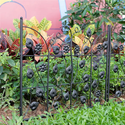 5-Piece Decorative Garden Fence Black Metal Wire Patio