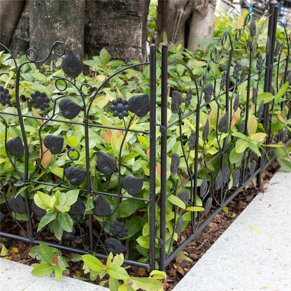 5-Piece Decorative Garden Fence Black Metal Wire Patio