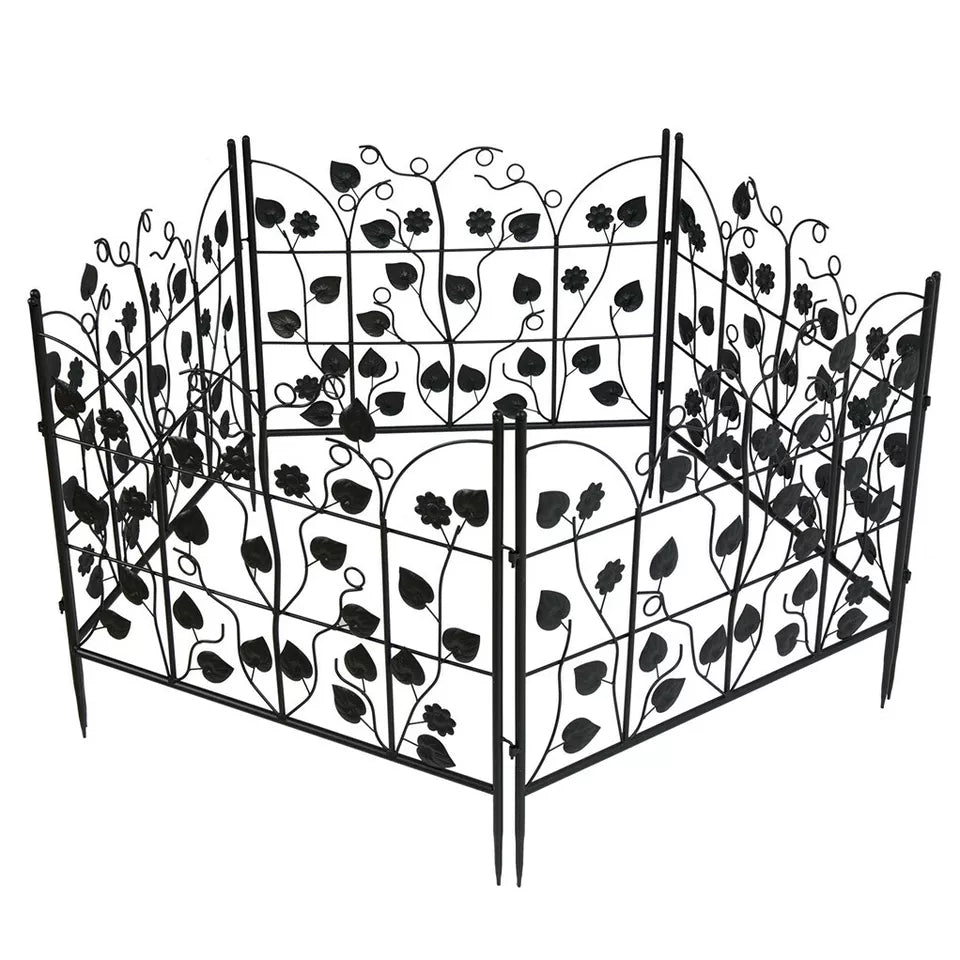 5-Piece Decorative Garden Fence Black Metal Wire Patio