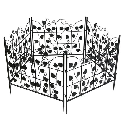 5-Piece Decorative Garden Fence Black Metal Wire Patio