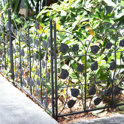 5-Piece Decorative Garden Fence Black Metal Wire Patio