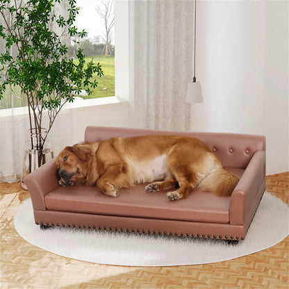 Large Leather Velvet Dog Sofa Lounge Bed( Brown)