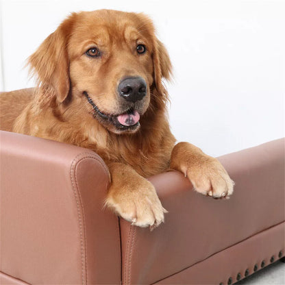 Large Leather Velvet Dog Sofa Lounge Bed( Brown)
